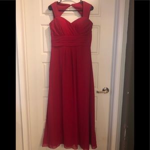 David’s Bridal Red Bridesmaid Dress